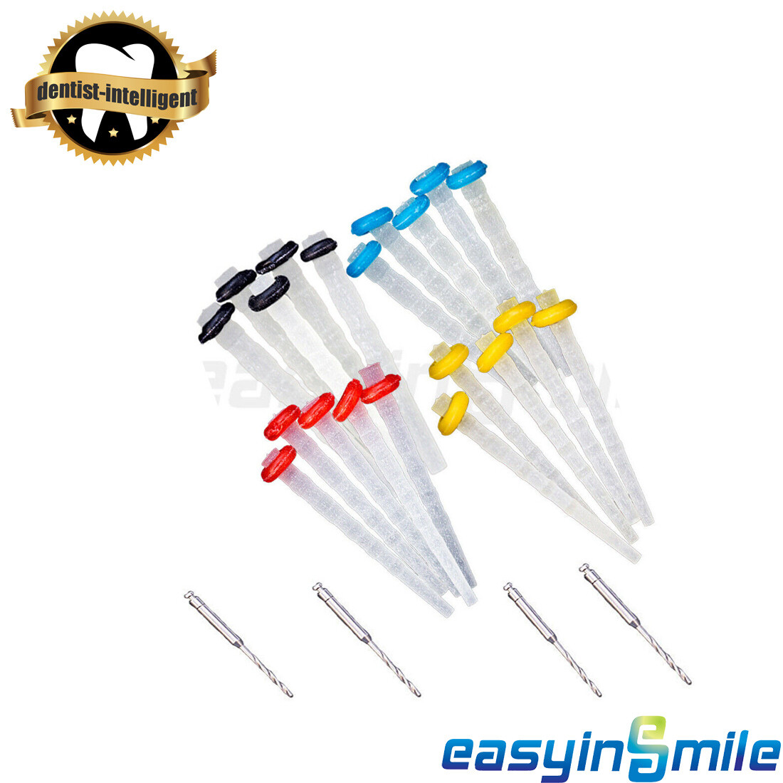 Dental 65%Fider Endo quartz Fiber Resin Post Pile 4Size Mixed EASYISNMILE
