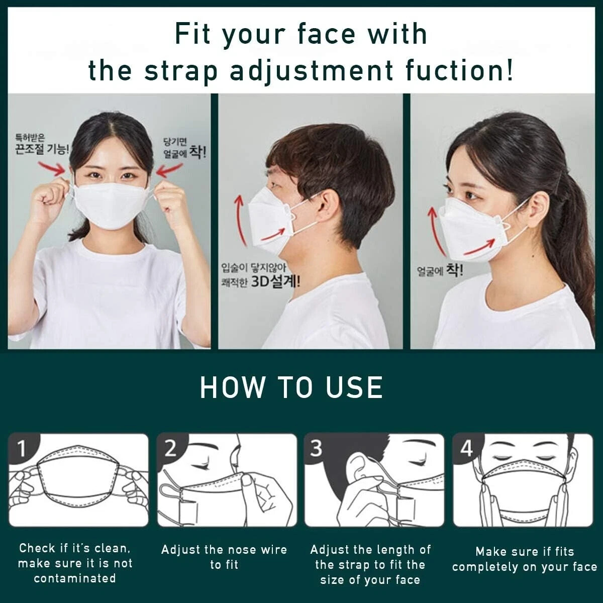 LG Airwasher KF94 Disposable Face Mask Black Breathable Reusable 4-Ply 10 Packs