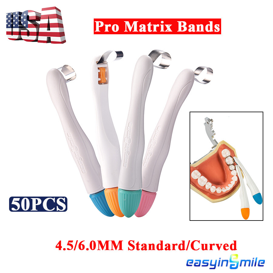50Pcs Dental Pro Matrix Band Molar/Premolar Restoration Molding Tablet 4.5/6.0MM