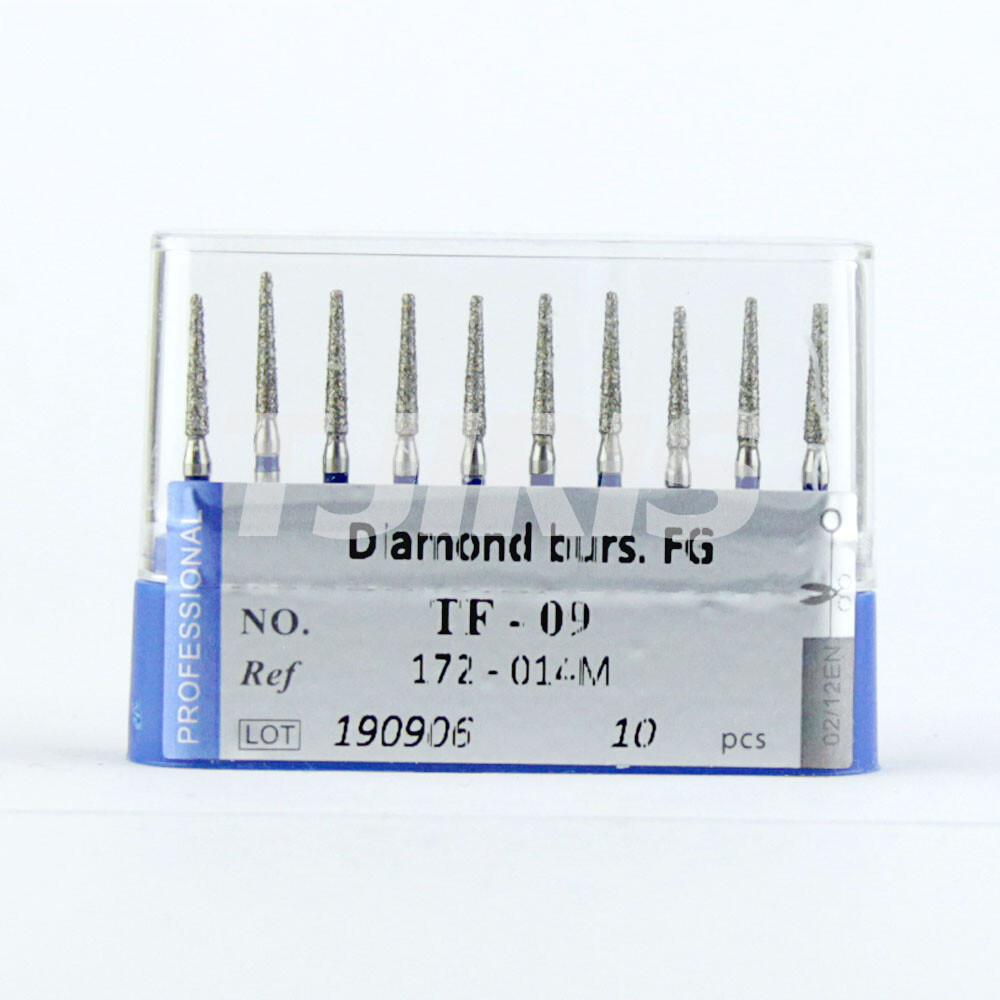 10pcs Dental Diamond Burs FG Flat End Cone/Taper Standard Grit High Speed