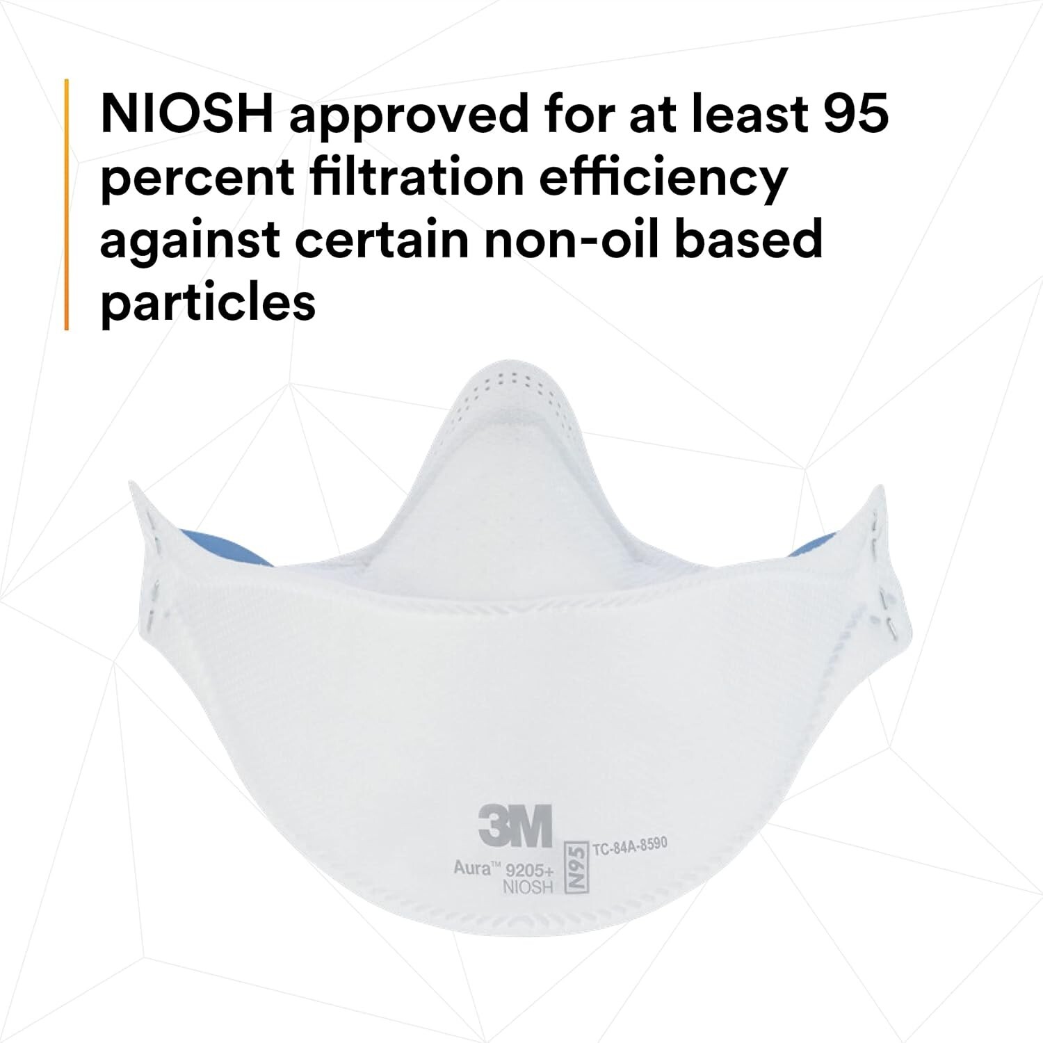 (100 MASKS) 3M Aura 9205+ N95 Particulate Disposable Protective Respirators