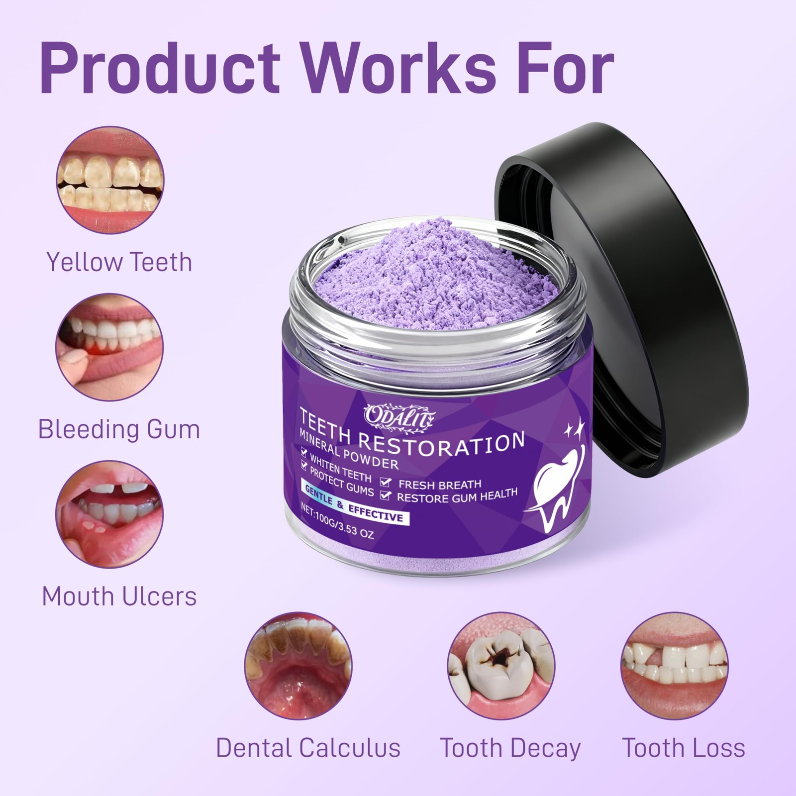 Teeth Restoration Mineral Powder,Teeth Whitening 1 Ounce (Pack of 1), Purple