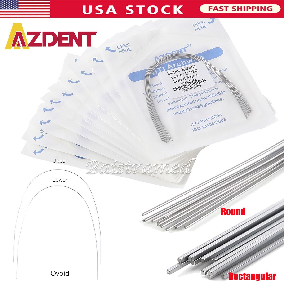 AZDENT Dental Orthodontic Ni-Ti Arch Wire Round/Bracket Braces Roth MBT Full Set