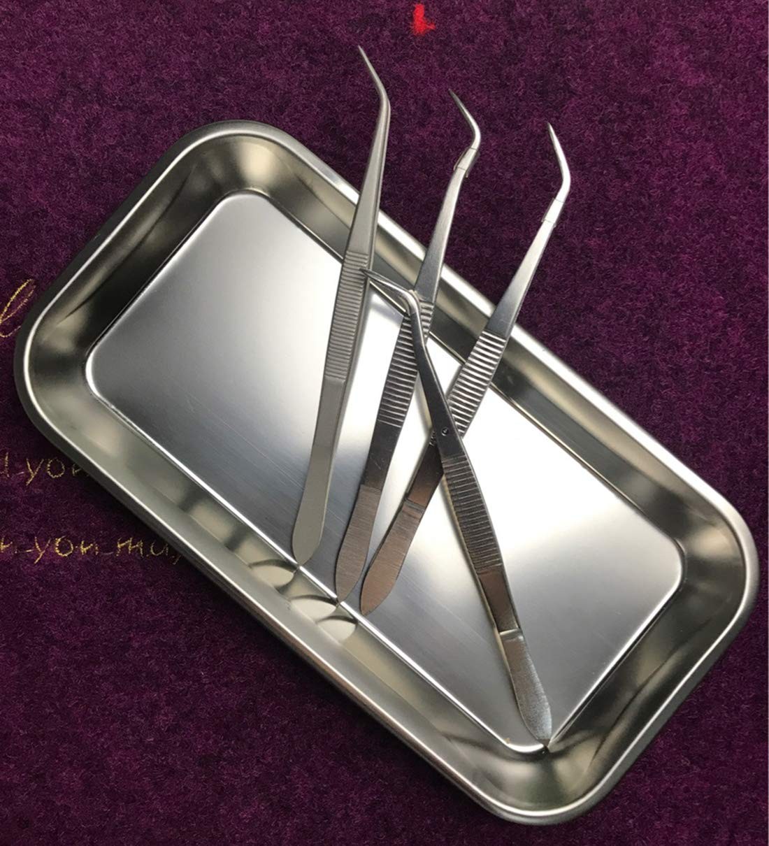 Medical Tray Stainless Steel (3 Pack), Dental Lab 8.6″ x 4.3″ x 0.8″, Silver