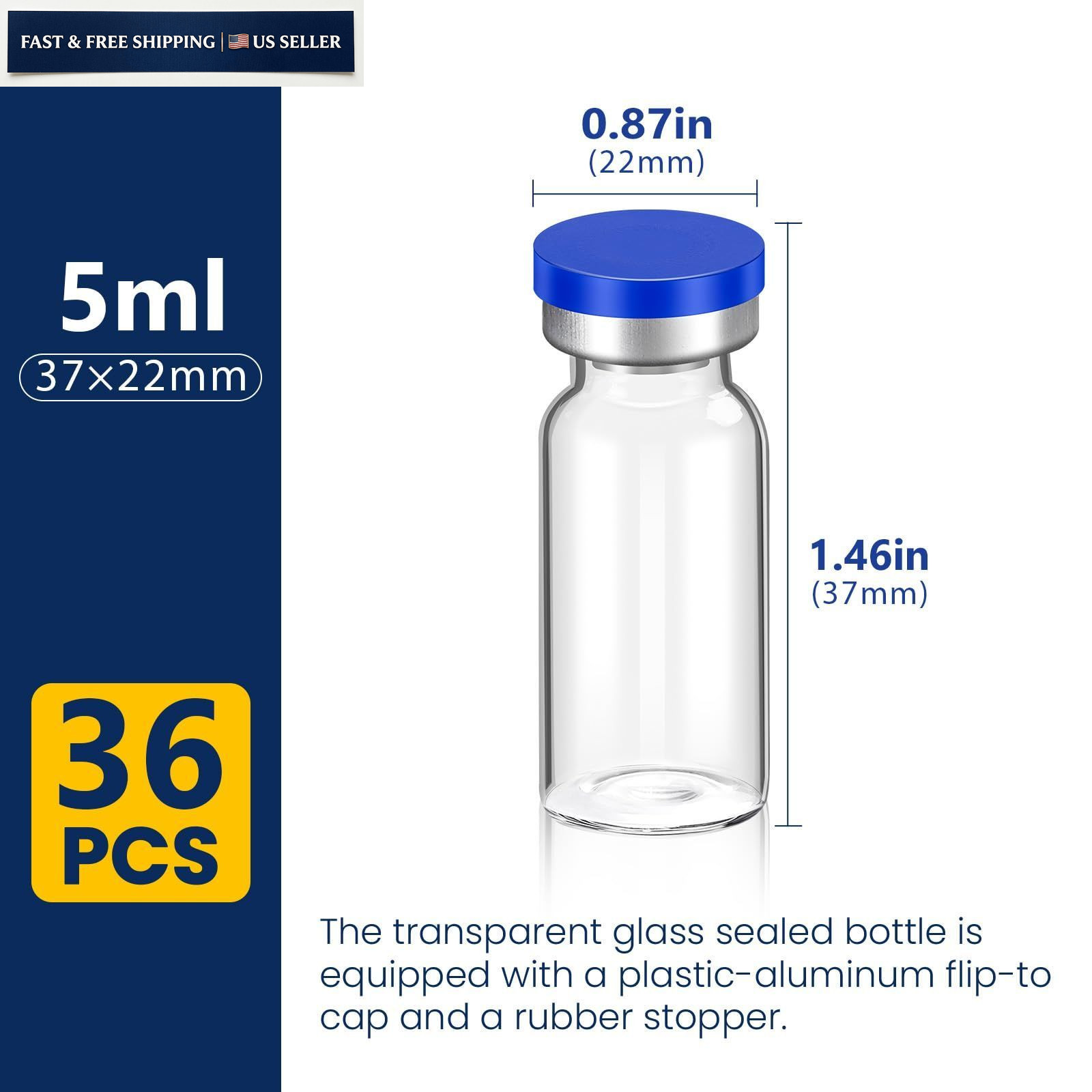 FURWEY 5ml Sterile Vials with Self Healing Injection Port and Sealing 5ML-36P