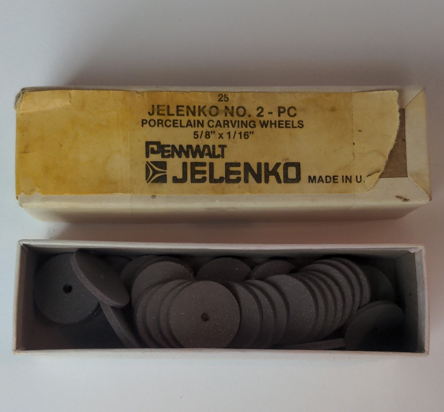 Jelenko No. 2-PC Porcelain Carving Wheels HP Long Straight Shank