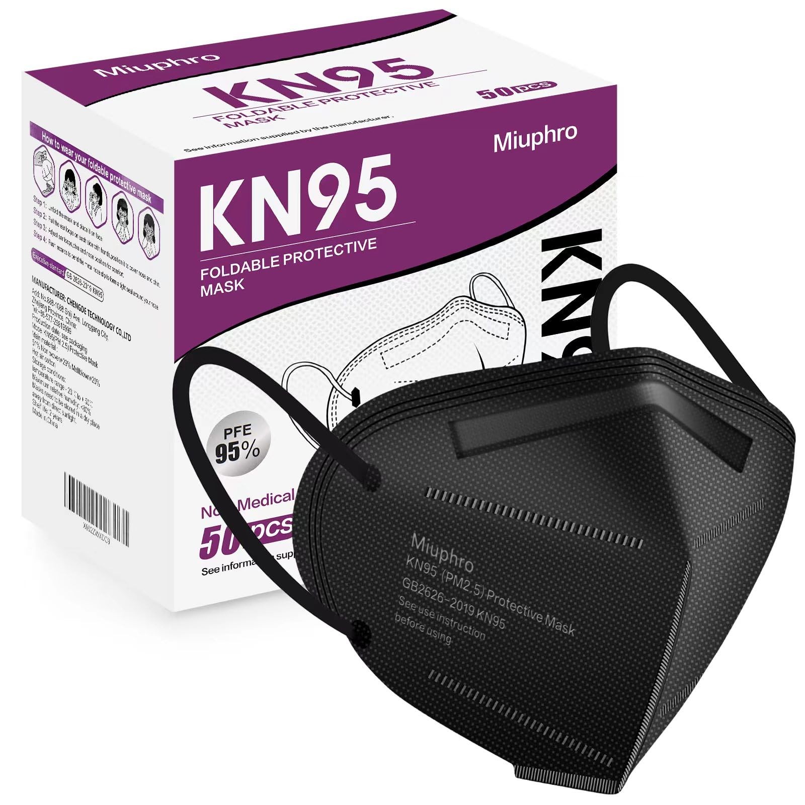 KN95 Face Mask 50 Pack, Disposable Respirator Masks, 5 Layer Design Safety Ma…