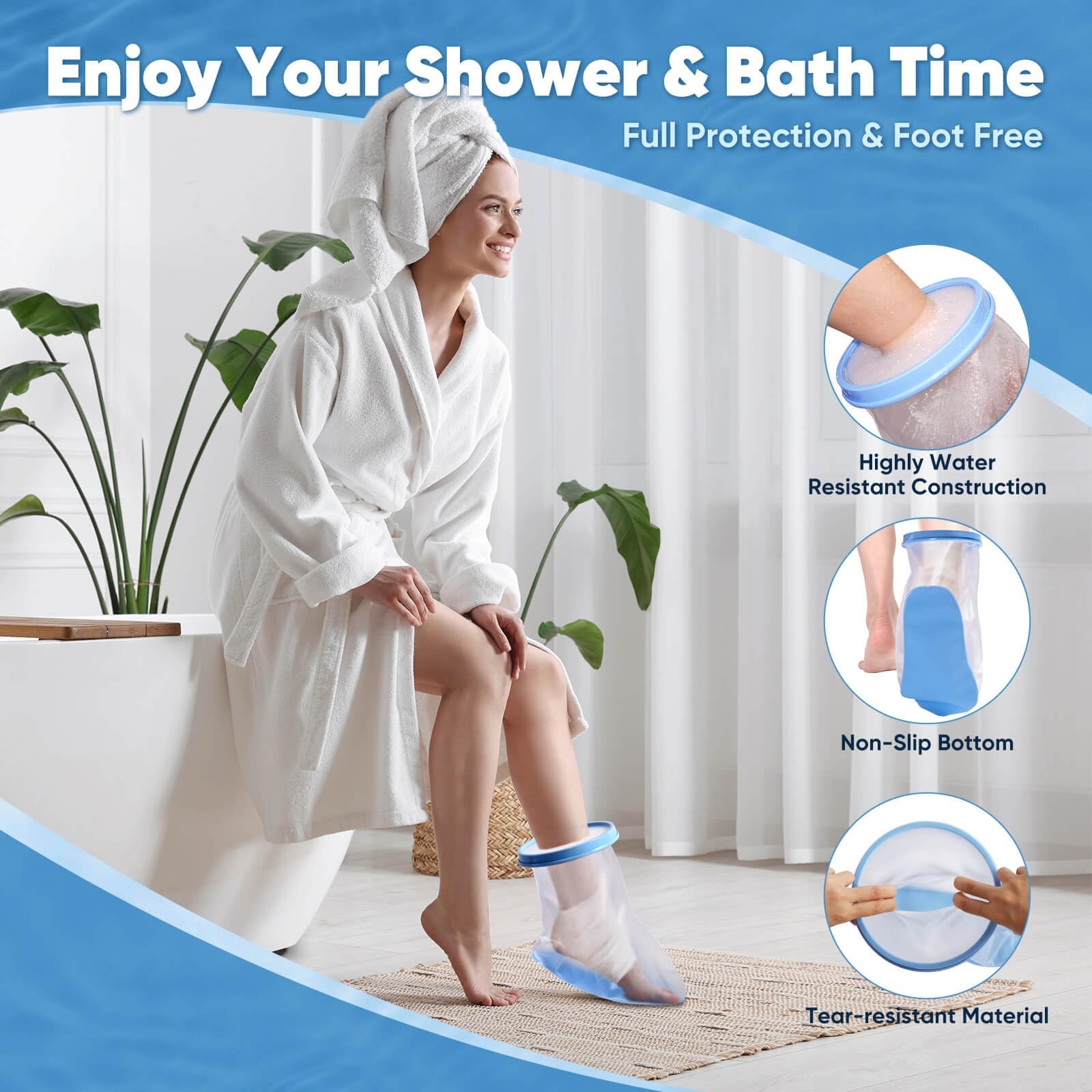 Fxdunjr Waterproof Foot Cast Cover for Shower Adult New-Foot & Ankle