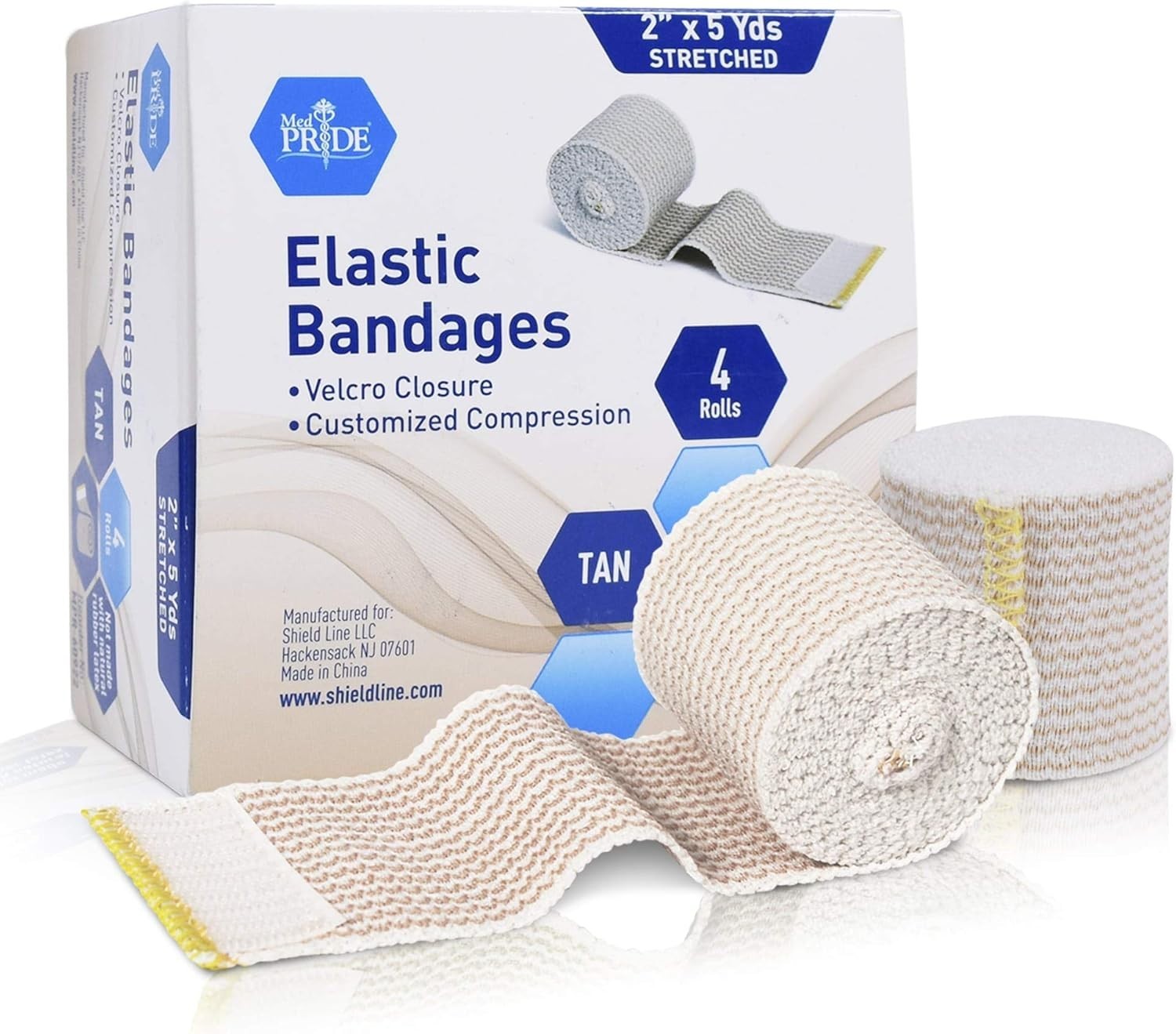 MED PRIDE 2” x 5 Yards Self Closure Elastic Bandages [4 Rolls]