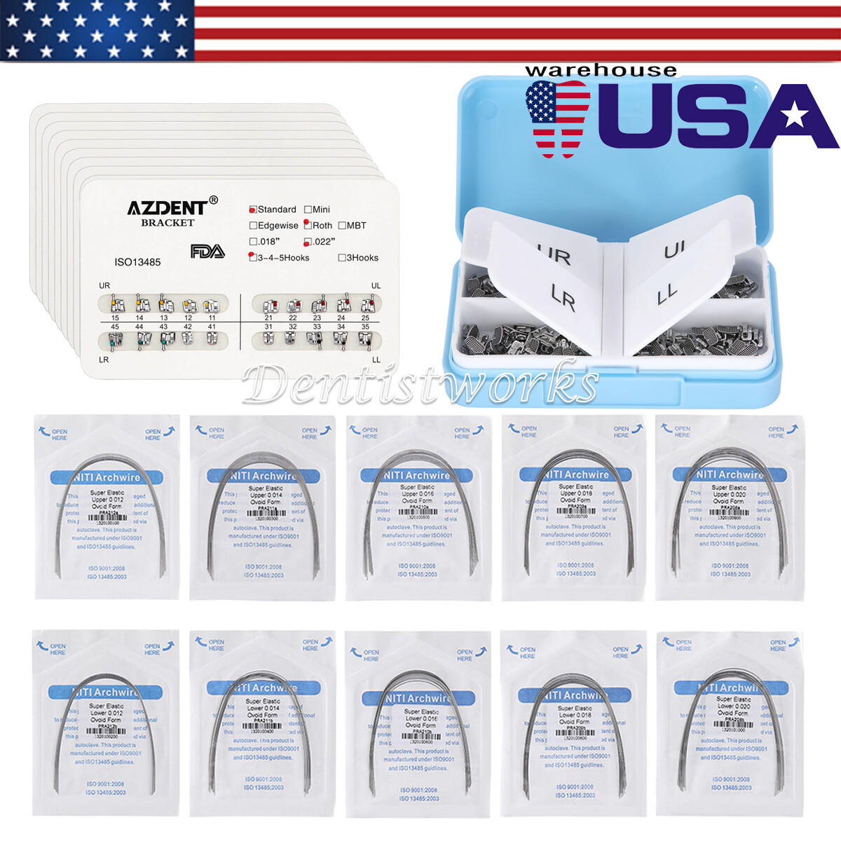 Dental Orthodontic Brackets Braces /Niti Round Arch Wires/1st molar Buccal Tubes