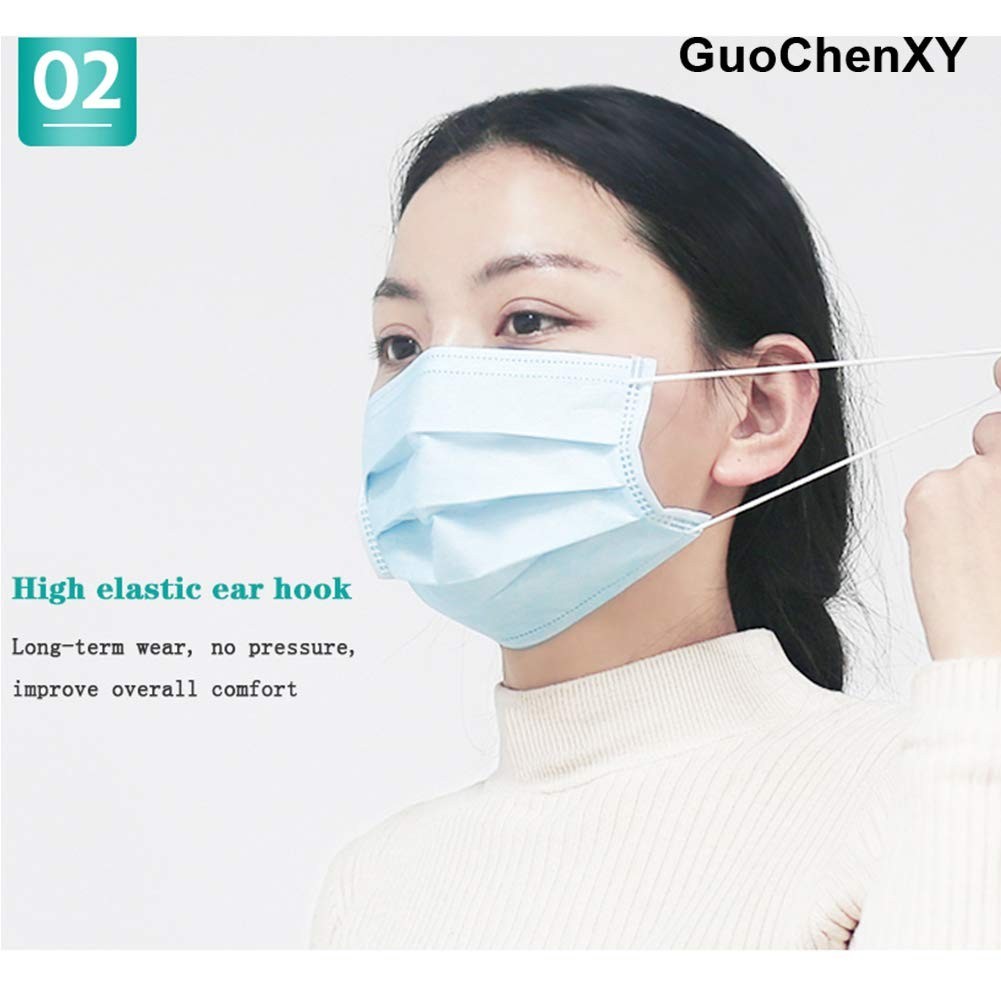 50 Pcs 3 Ply Earloop Face Masks – 95% Filtration, Adjustable Nose Clip