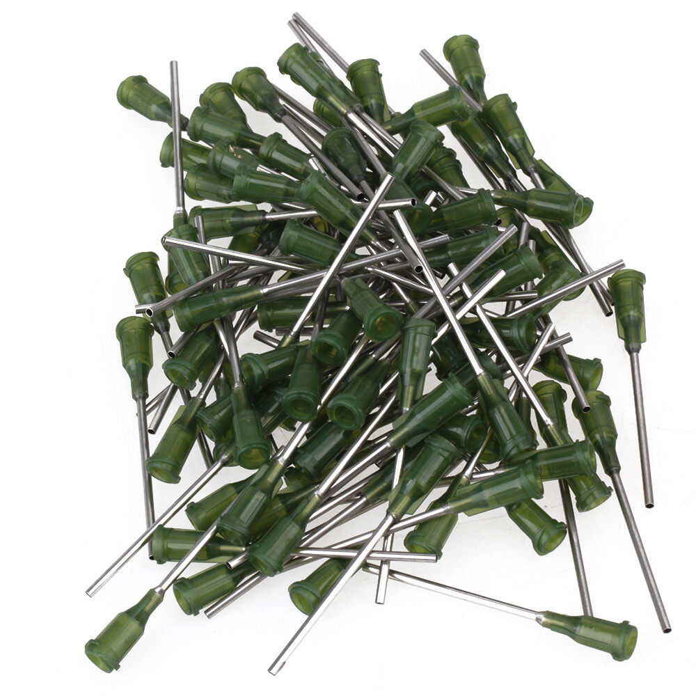 200PCS Screw Mount 1.5inch Dispensing Blunt Needles 14Ga Olive color