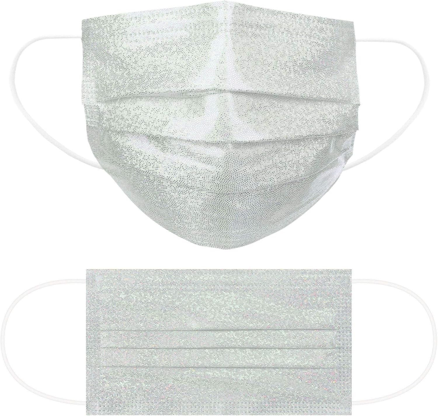 Sparkly Disposable Face Masks Glitter Print Design, 3 Ply Protective Face Mask