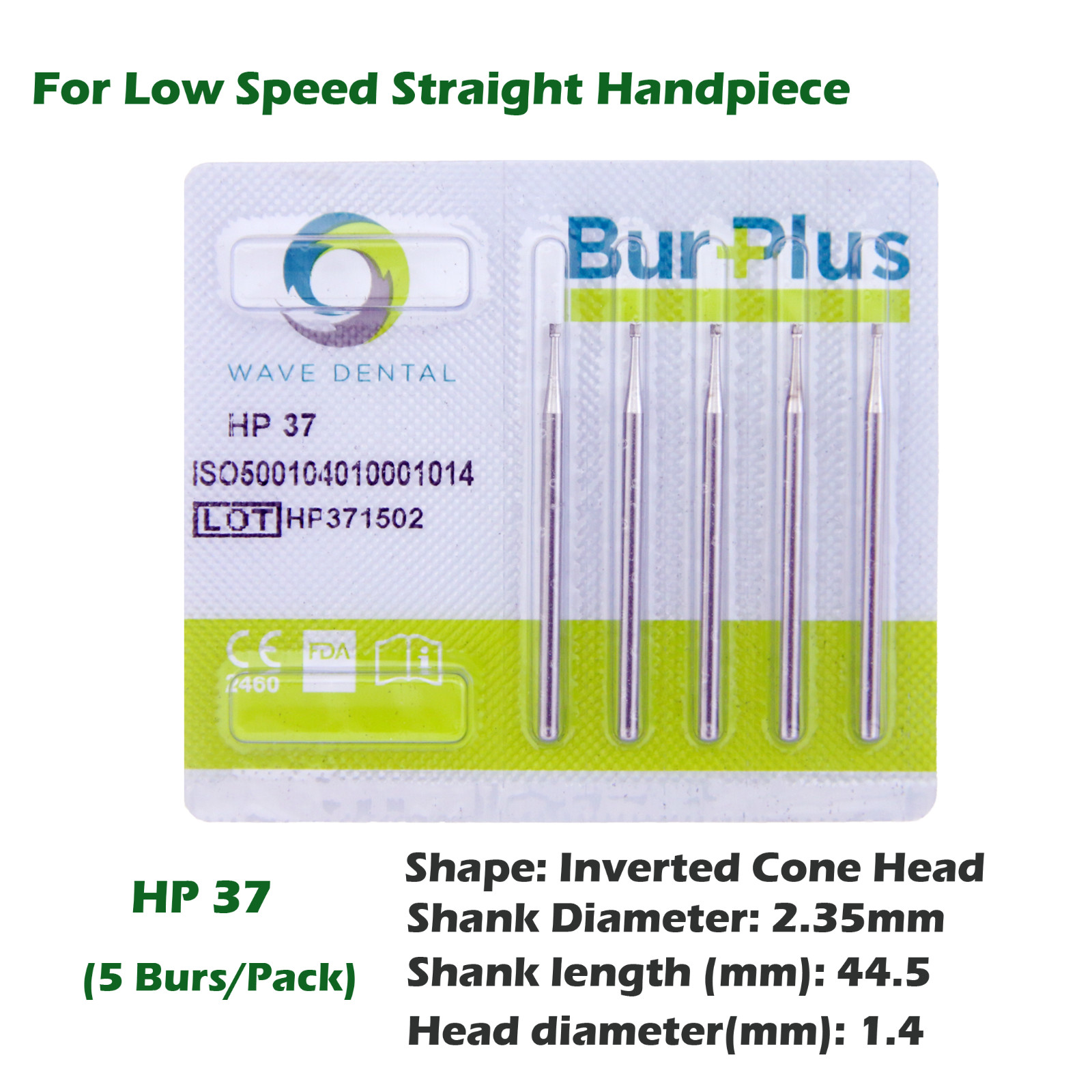 Wave Dental Carbide Burs HP 34 35 37 Prima Inverted Cone for Straight Handpiece