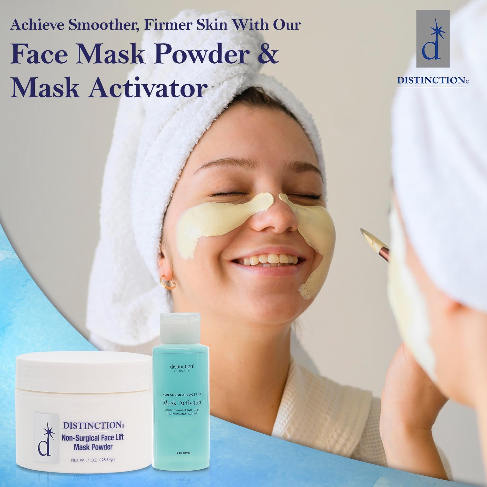 Distinction Face Lift Mask Powder & Activator w/ AHA & Vitamin C, (1+ 3 Fl Oz