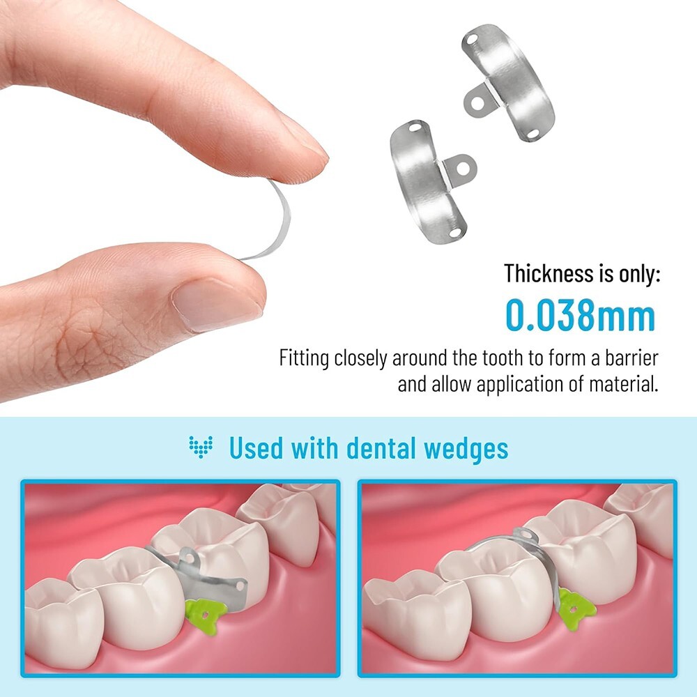 Dental Matrix Bands Ring Sectional Matrix System Clamp Plastic Tulwar Wedges Set