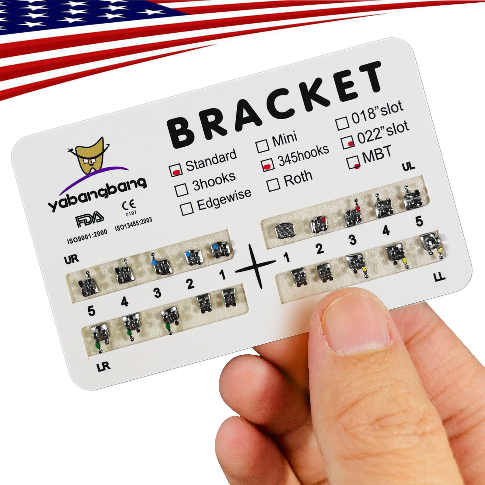 10-200 Packs Dental Orthodontic Brackets Brace Standard MBT.022 Hooks 3-4-5