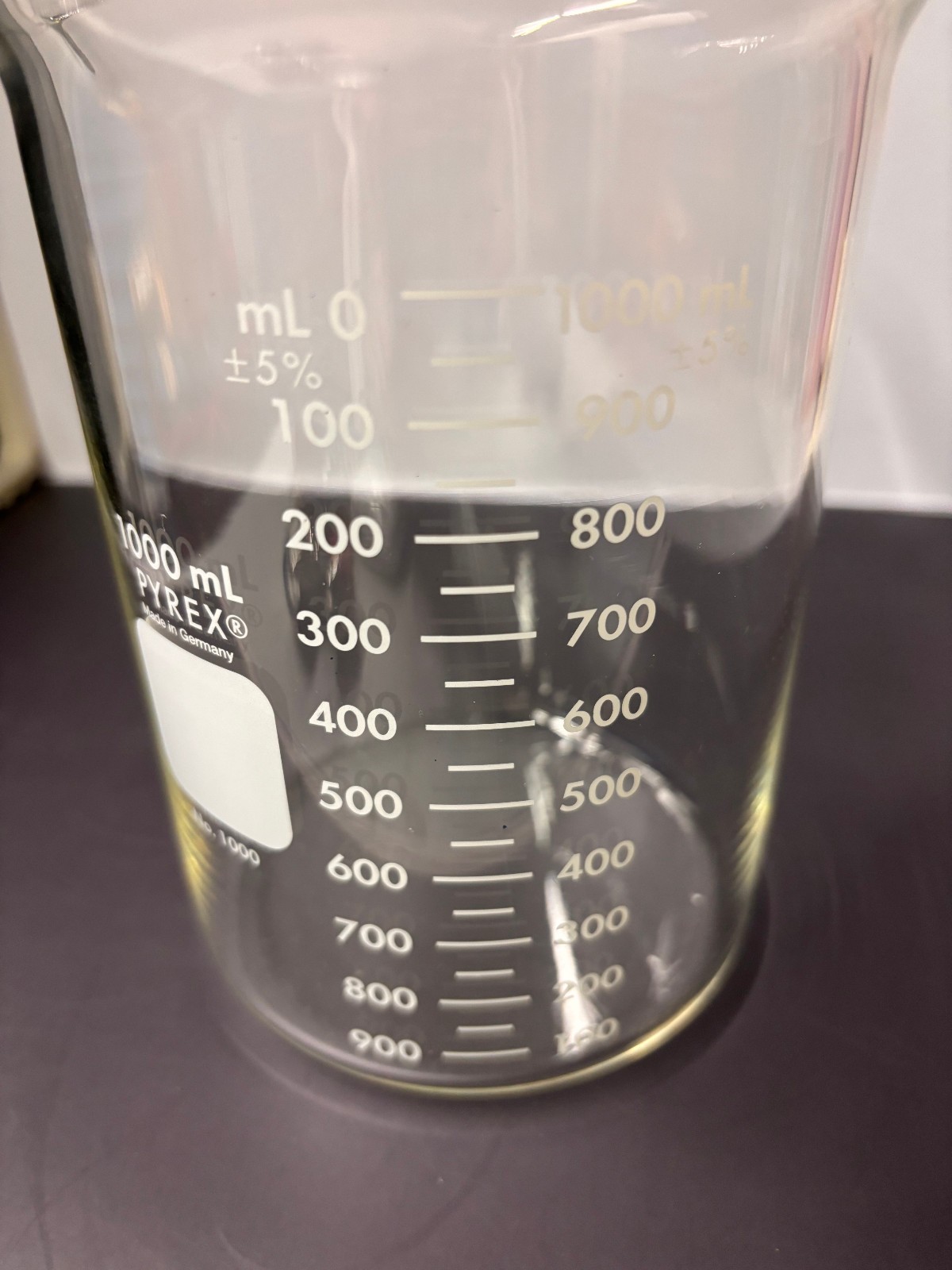 Pyrex 1000mL Glass Beaker No. 1000 Made in Germany Griffin Style Borosilicate 1L