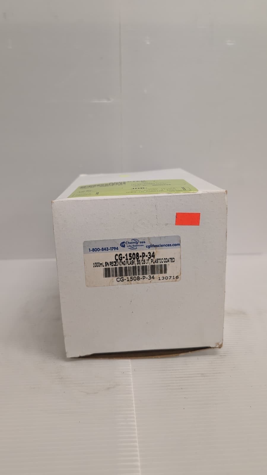NEW Chemglass CG-1508-P-34 Round Bottom Receiving Flask 1000 ml 35/25 Joint