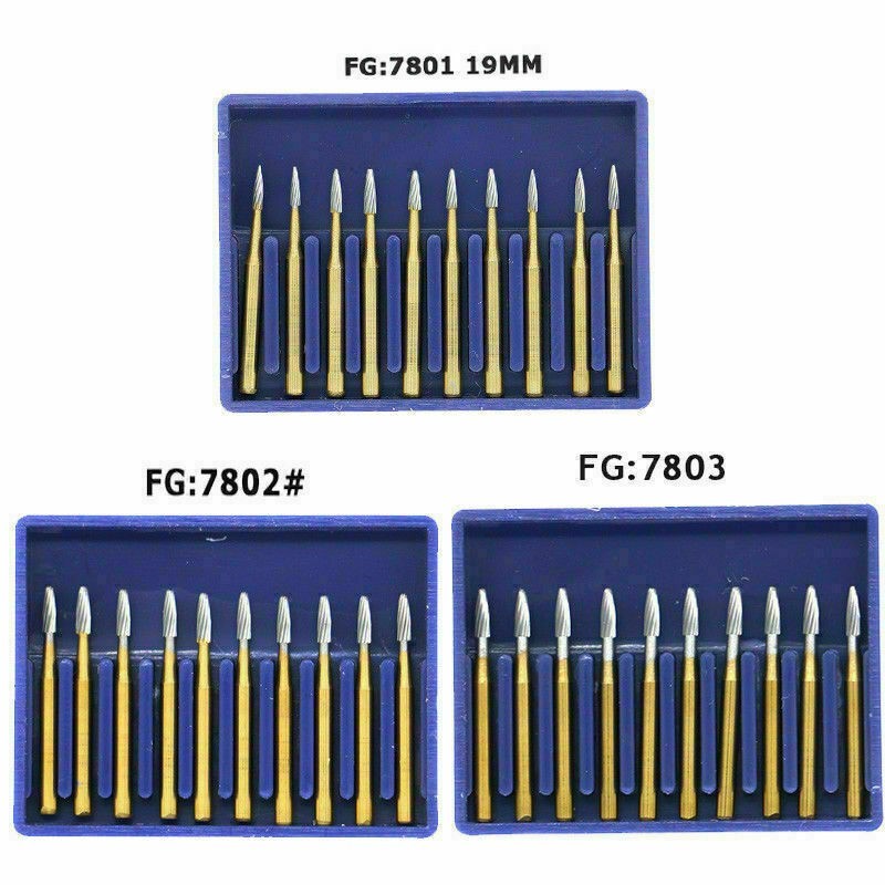 10/ Dental Tungsten Carbide Trimming Finishing Burs Round/Bud/Egg/Flame/Needle