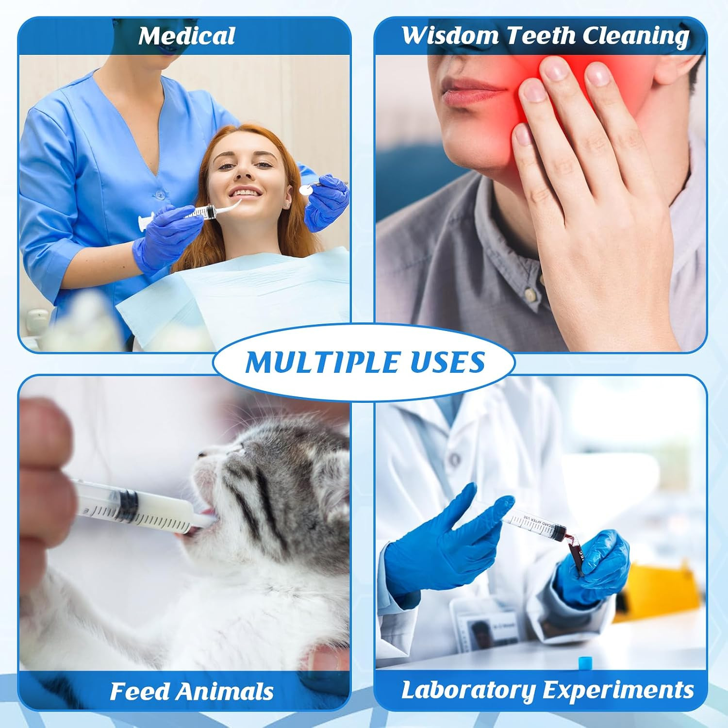 Wisdom Teeth Syringe,12Ml Dental Irrigation Syringe (10 Pack) | Curved Tip & Mea