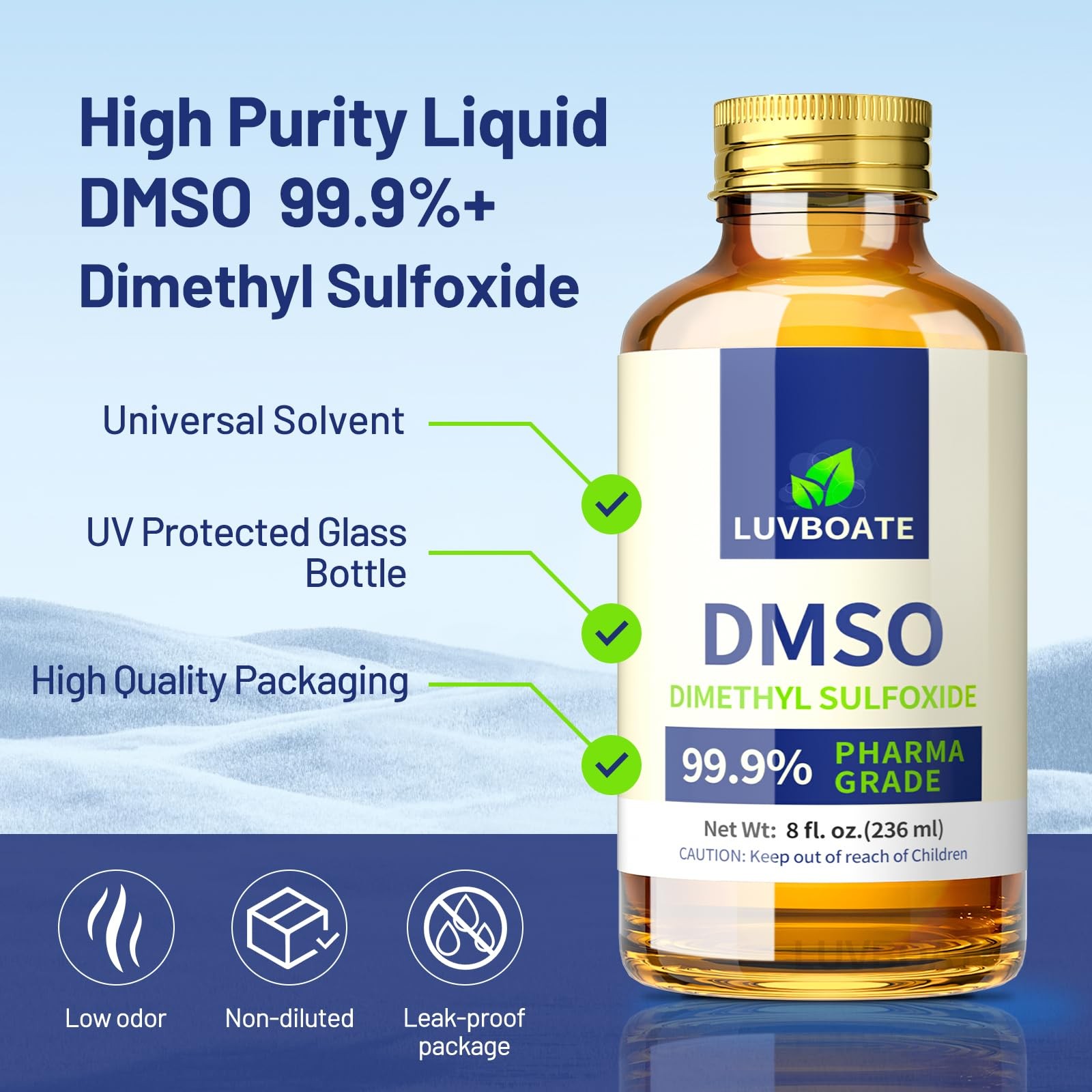DMSO 99.9% Pharma Grade, Pure Liquid Dimethyl Sulfoxide 8 fl.oz in Glass…