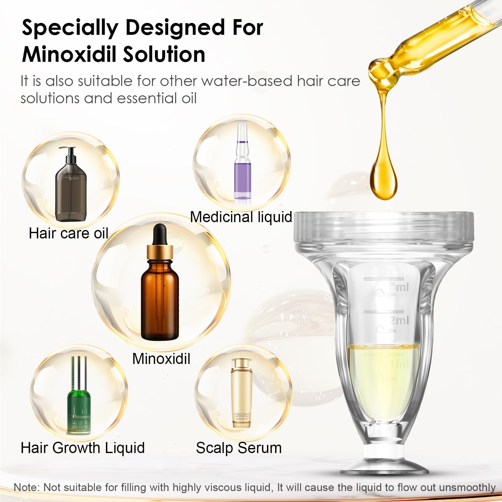 Minoxidil Applicator & Scalp Massager for 0.5 Fl Oz (Pack of 2), transparent