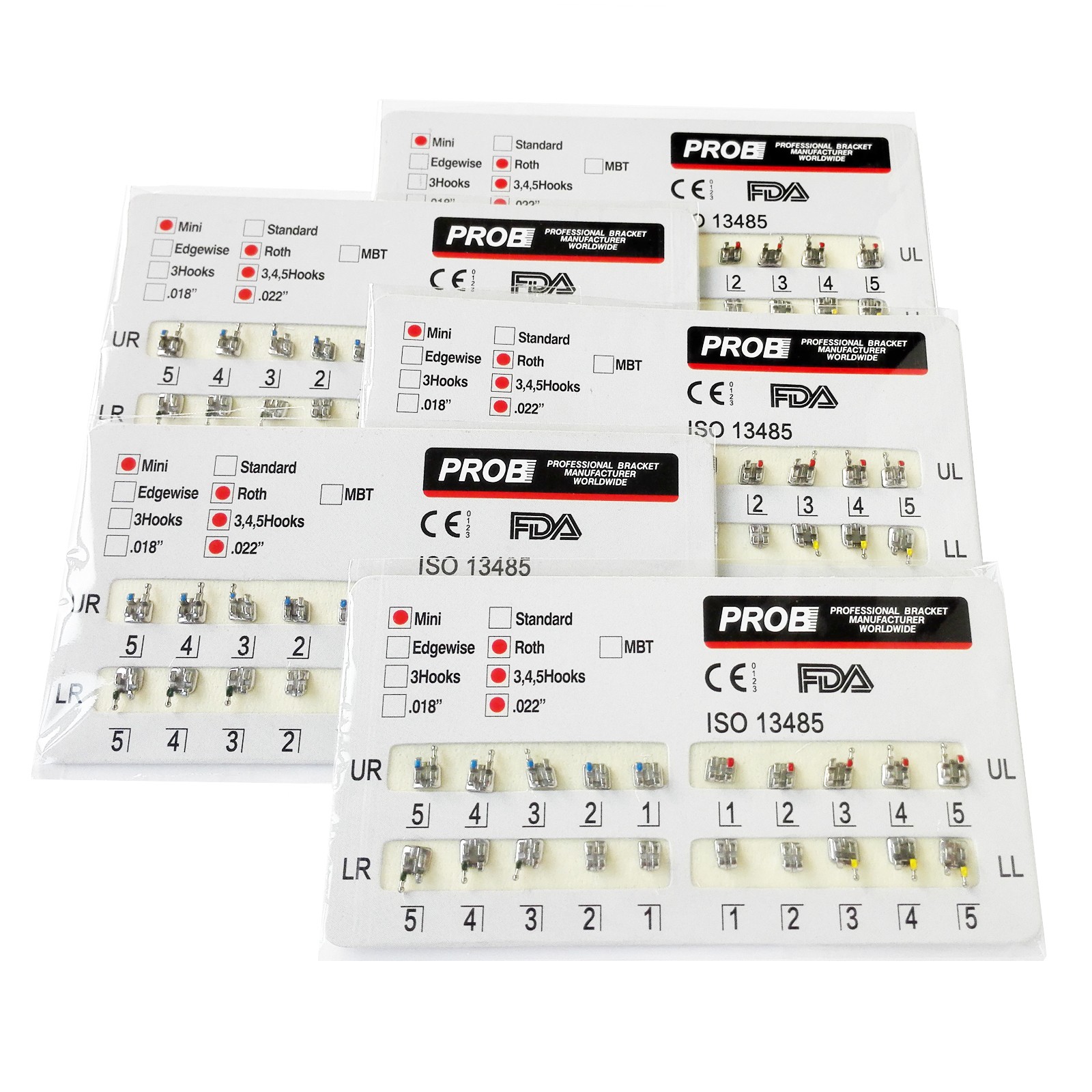 PROB Dental Orthodontic Brackets Brace Mini Roth MBT Standard 022/018 Hooks