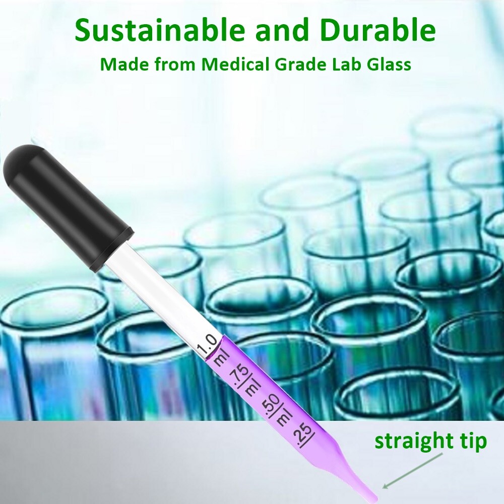 12 Pack, Essential Oils Medicine Art Eye Dropper Graduated 3″ Straight Tip (1ml)
