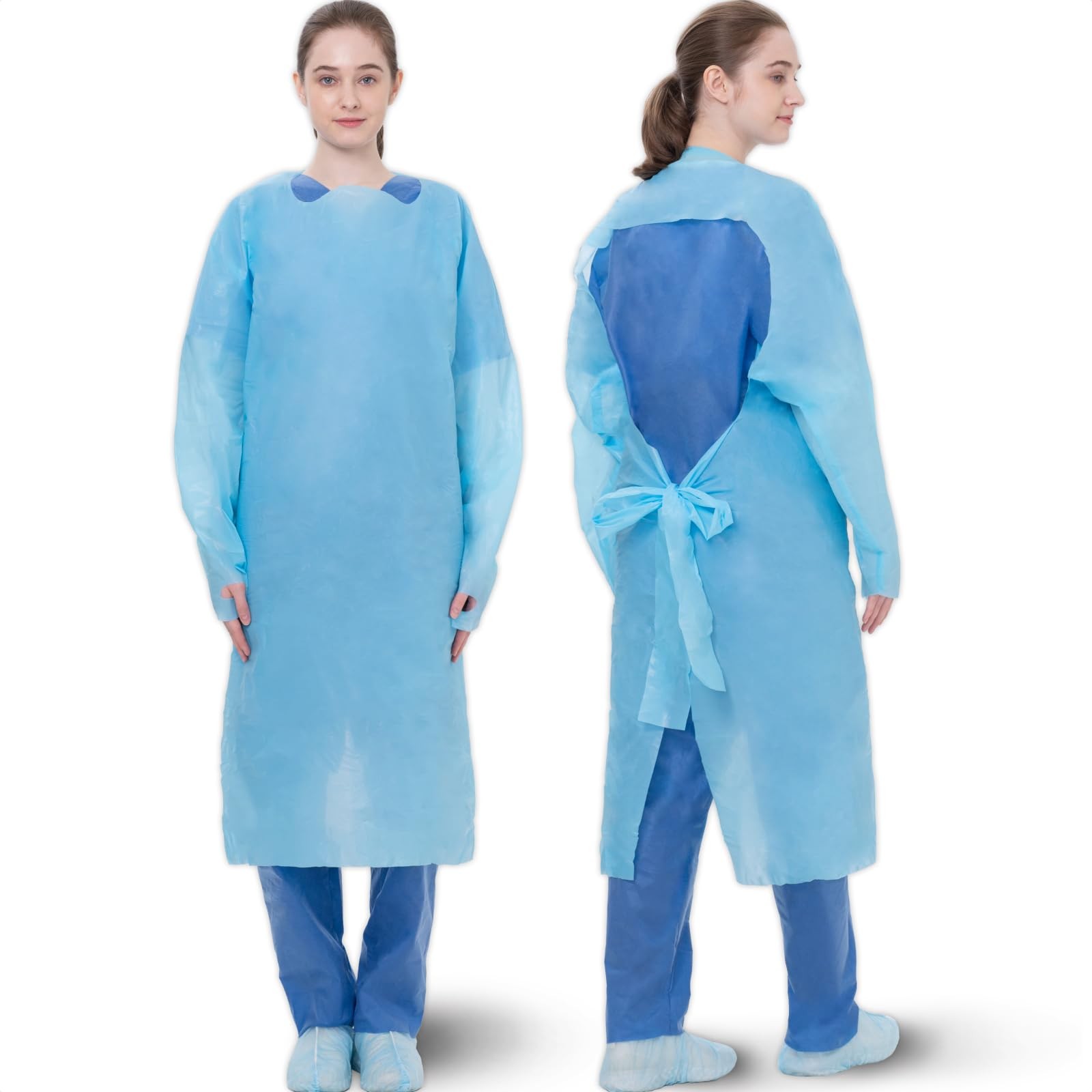 Medtecs Disposable Isolation Gowns – AAMI Level 3 Polyethylene Open-Back – 10/10