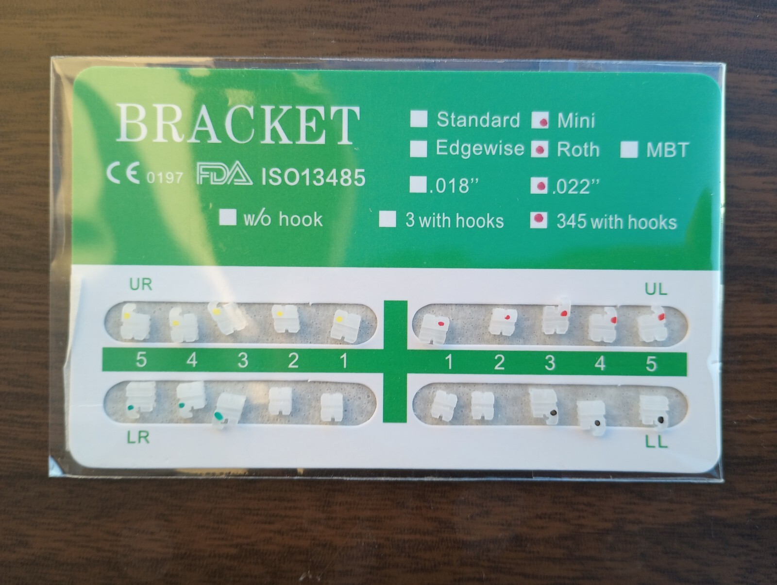 1 pack Dental Orthodontic Ceramic Brackets Braces Mini Roth.022 Hooks 3-4-5