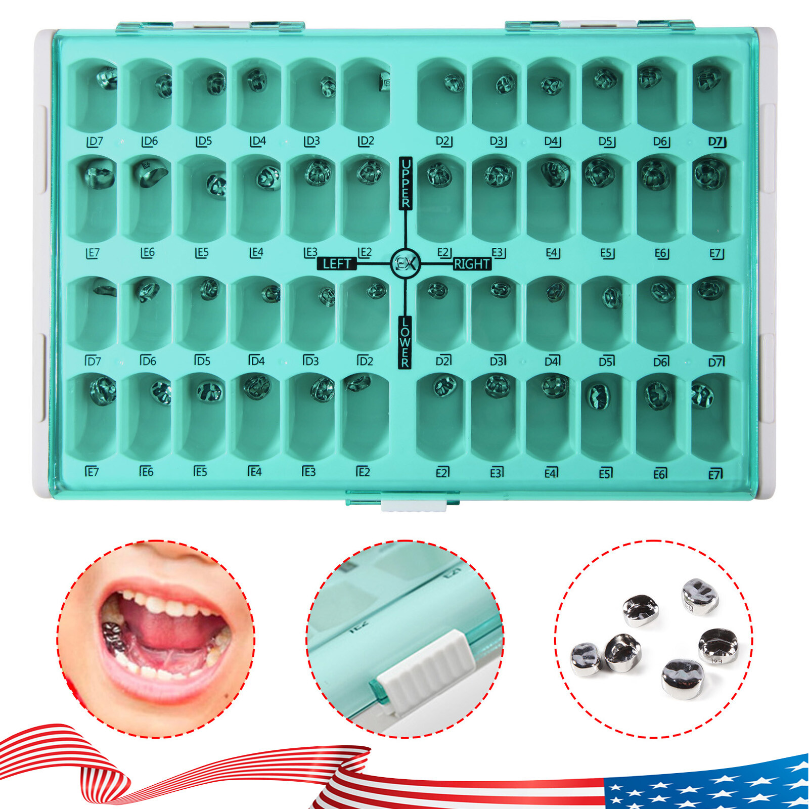 48pcs Stainless Steel Dental Kids Primary Molar Crowns Preformed Pediatric USA