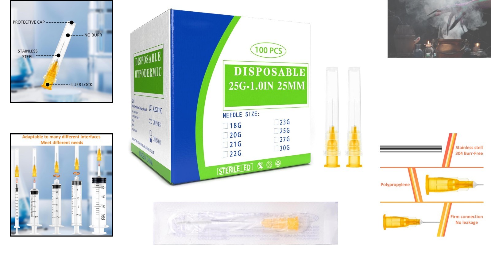 High-Quality 100 pcs 25 Ga 25mm Needle Set – Secure Connections for Measurement
