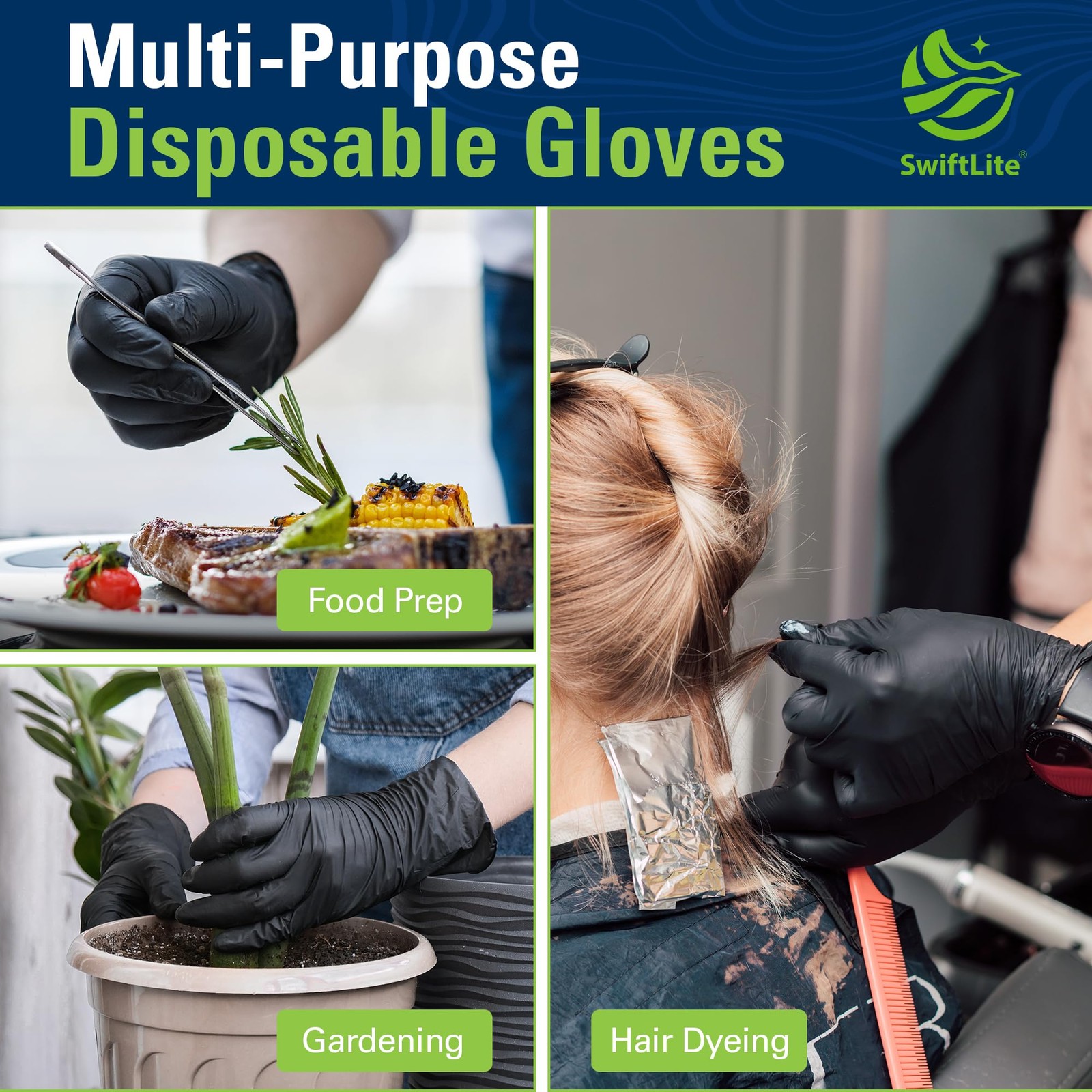 Black Nitrile Gloves,Food Safe Disposable Gloves Latex Free, Rubber Gloves L 100