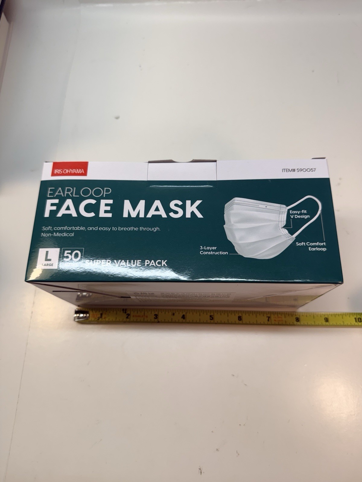 IRIS OHYAMA Earloop Face Mask Large 3-Layer Non-Medical 50 Pack MPN 590O57