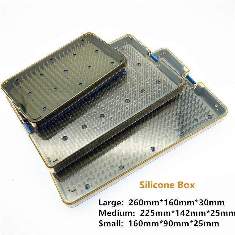 Autoclave Sterilization Tray Case Box with Silicone Pad for Surgical Instruments