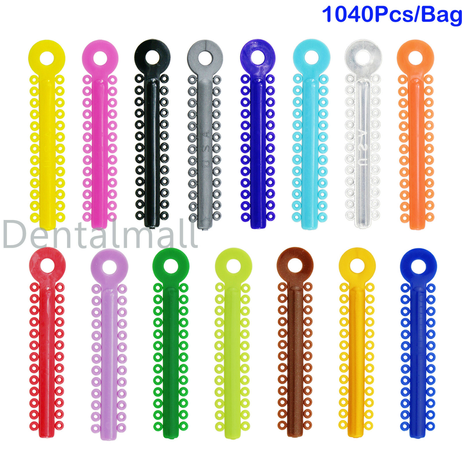 1040 Pcs Dental Orthodontic Elastic Ligature Ties Rubber Bands for Brackets