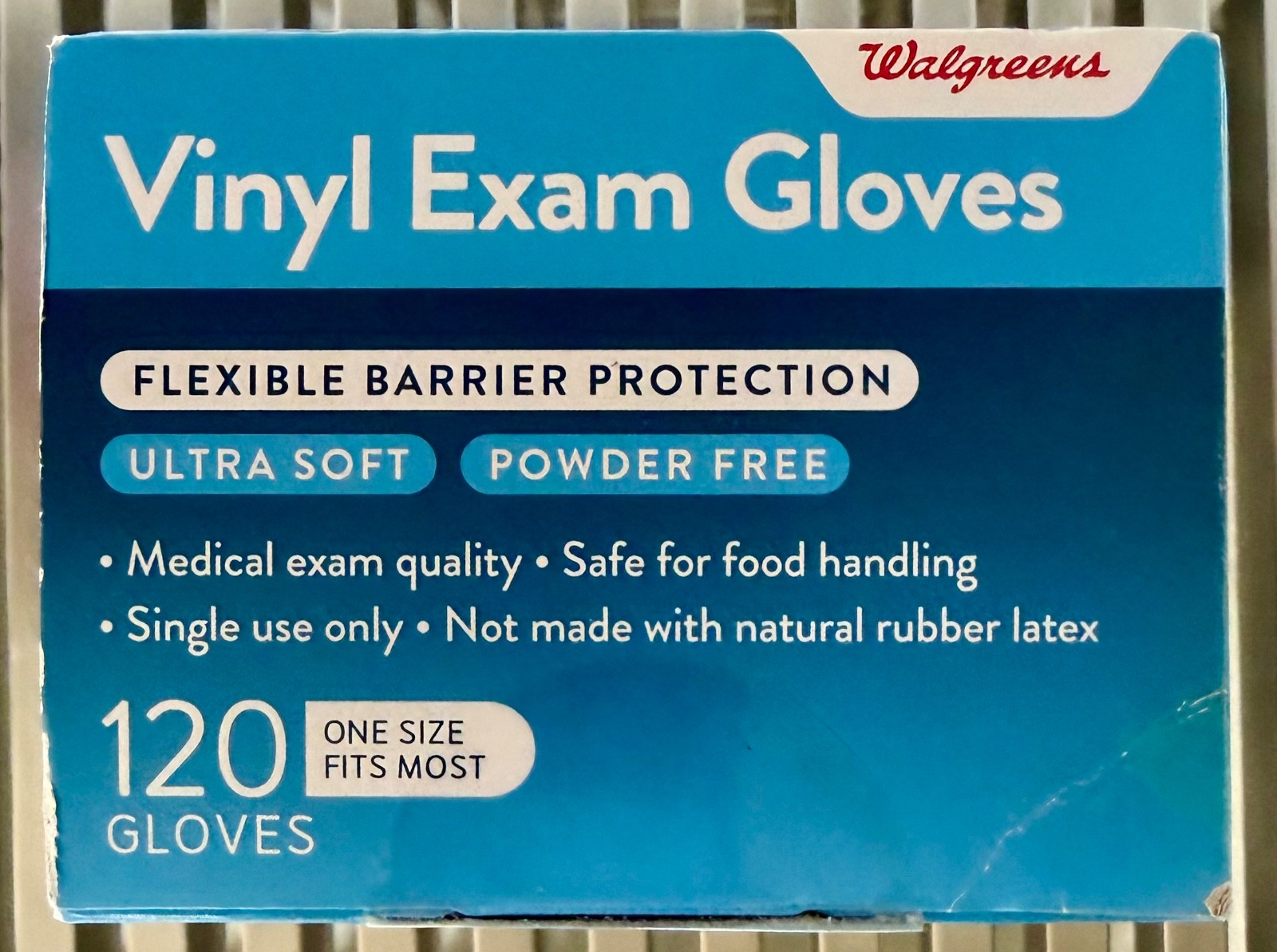 NEW Walgreens Vinyl Exam Gloves Powder Free One Size 120 COUNT