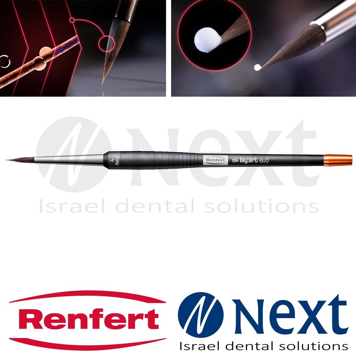 Dental premium Lay: art evo Bionic hair brush flame N 4 Renfert Germany 17240004