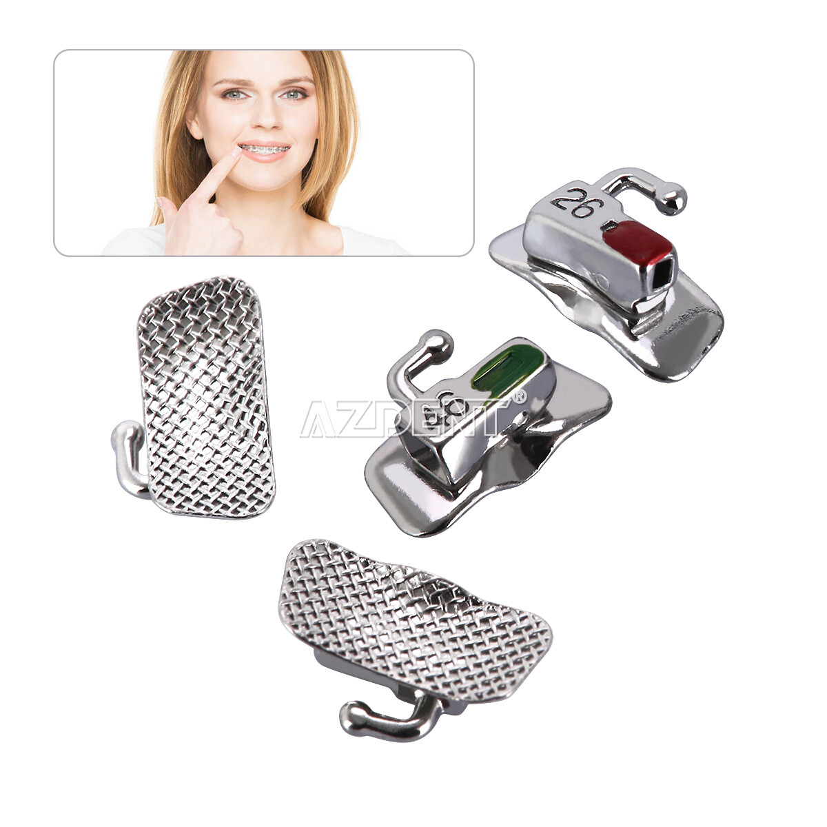 AZDENT Dental Orthodontic Buccal Tubes 1st Molar Bondable Non-Conv Roth/MBT.022