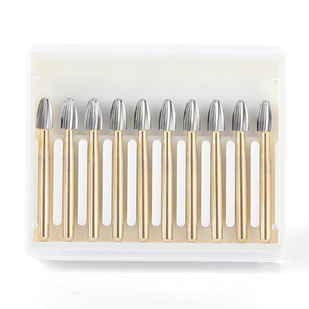 10Pcs Dental Tungsten Carbide Burs Trimming & Finishing Egg Football Bur FG 7408