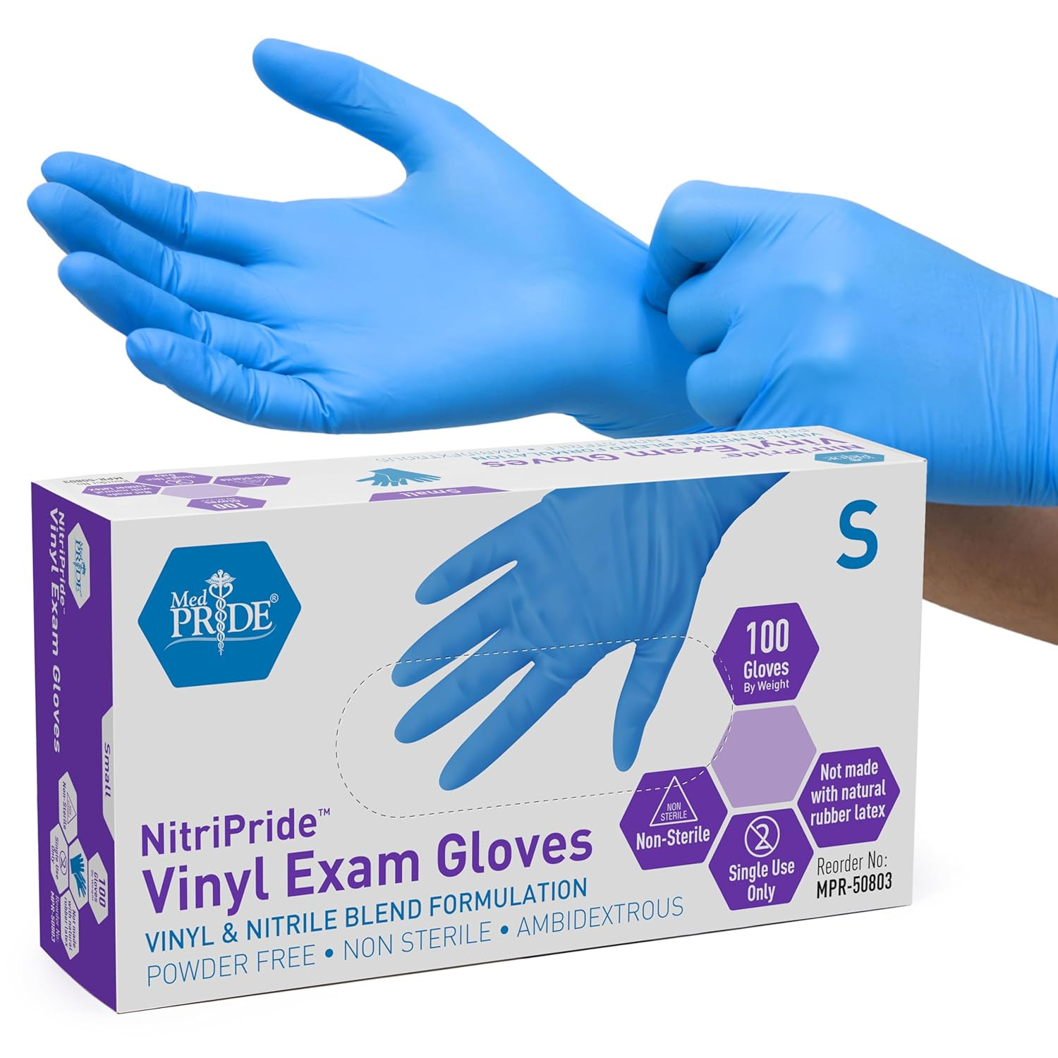 Nitrile/Vinyl Blend Exam Gloves, Non-Sterile, Box of 100