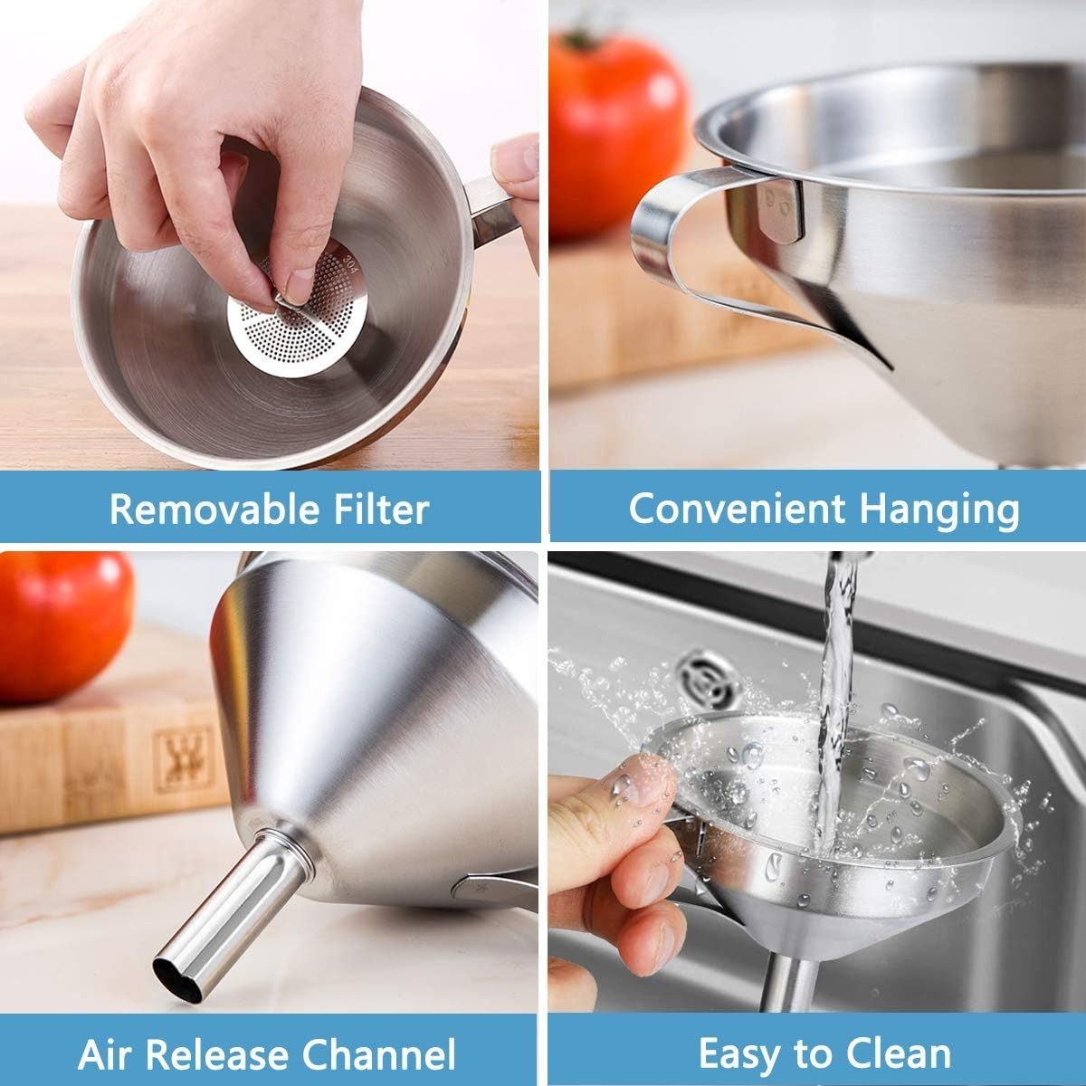 4 inch Stainless Steel Funnel with 200 Mesh Filter Screen for Transfer…