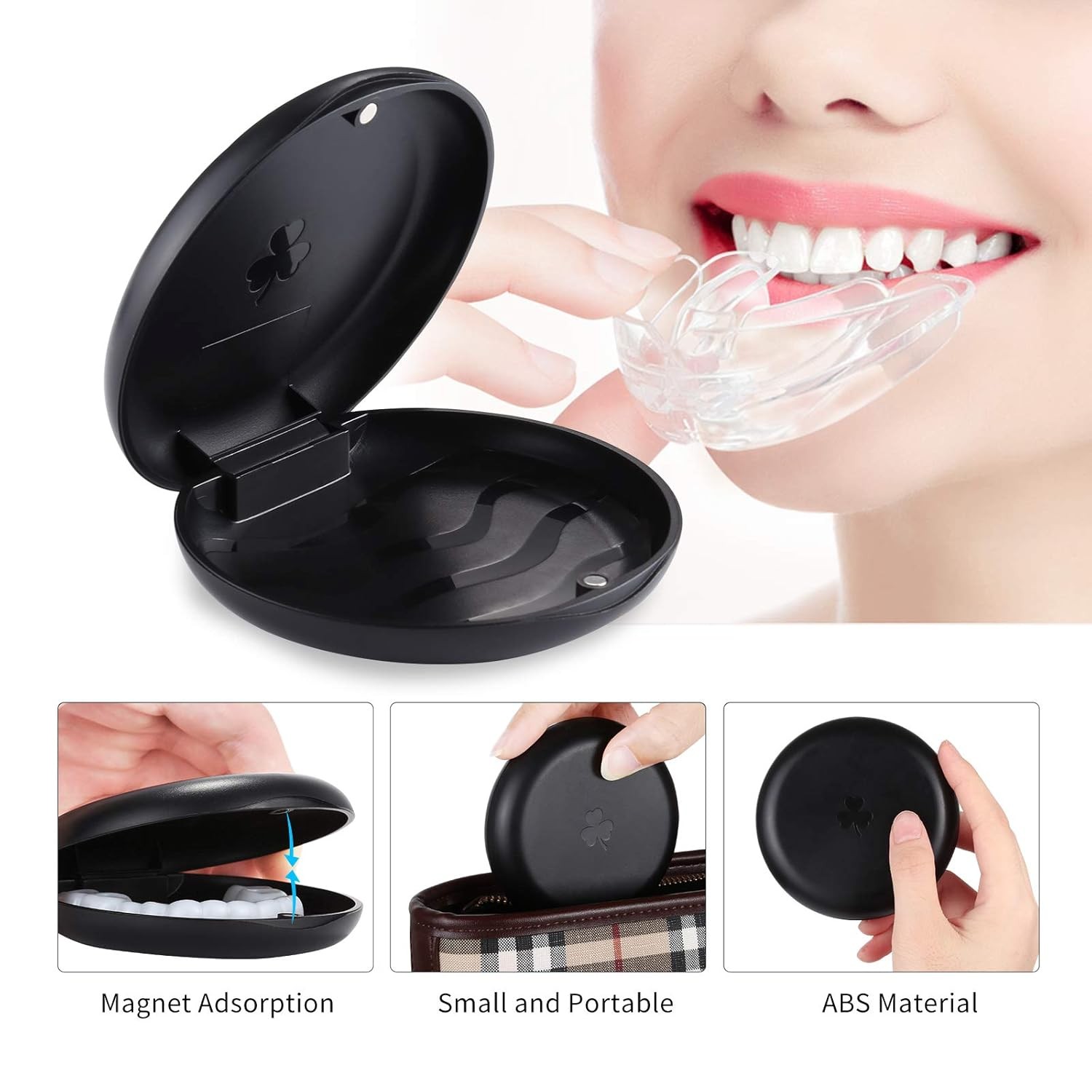 2 Pack Retainer Cases,Solid Orthodontic Retainer Case (Black) | Compatible with