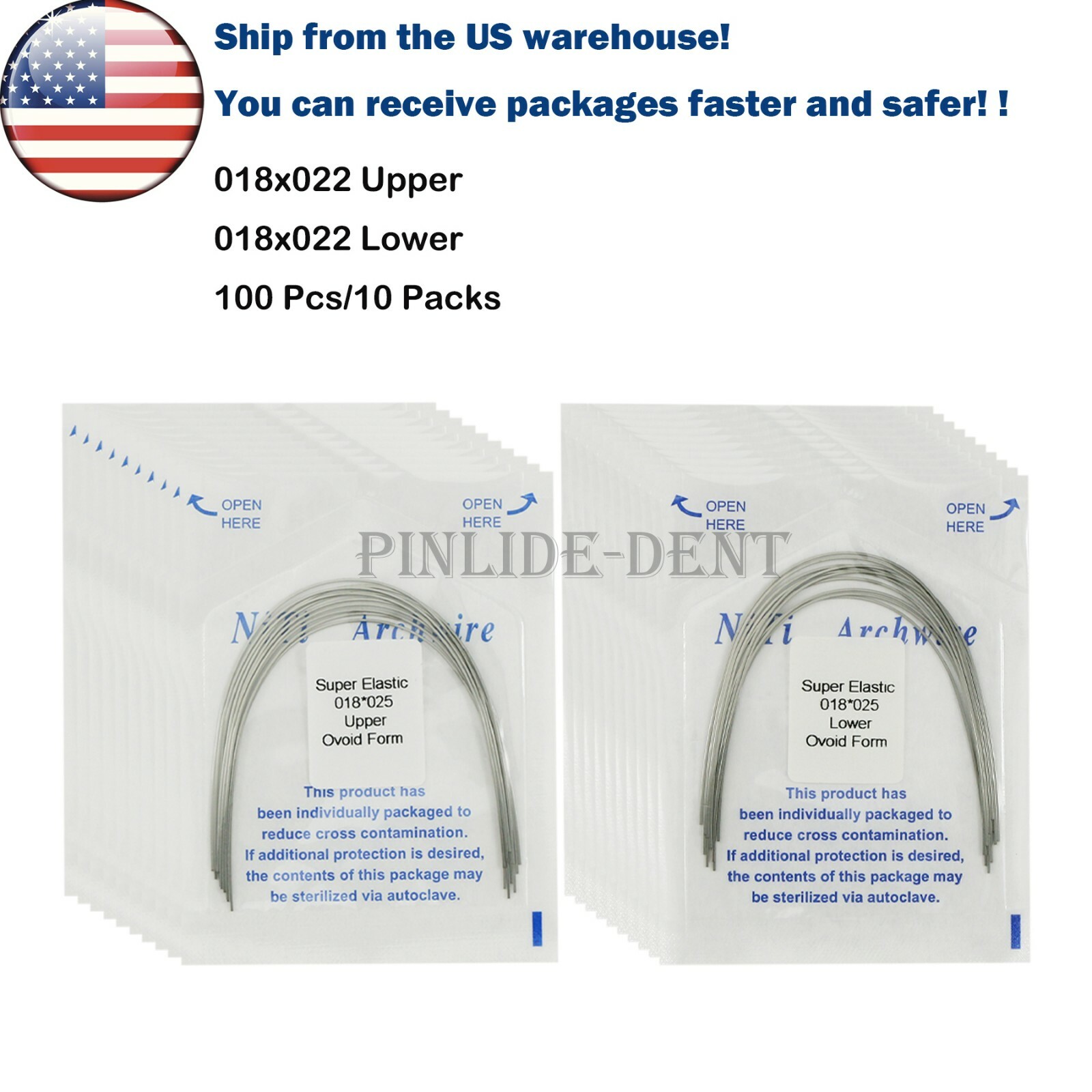 US Dental Orthodontic Super Elastic Niti Rectangular Arch Wires Ovoid All Size