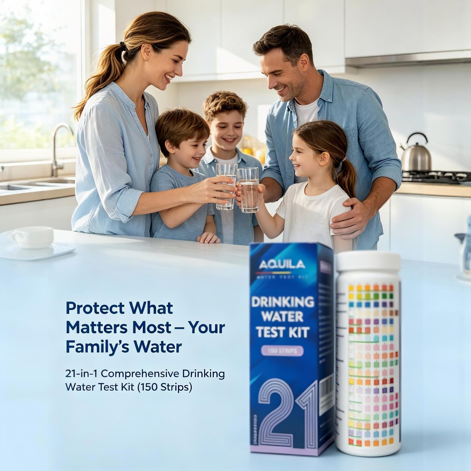 Drinking Water Test Kit 21 in 1, 150CT Testing Strips for Home Tap