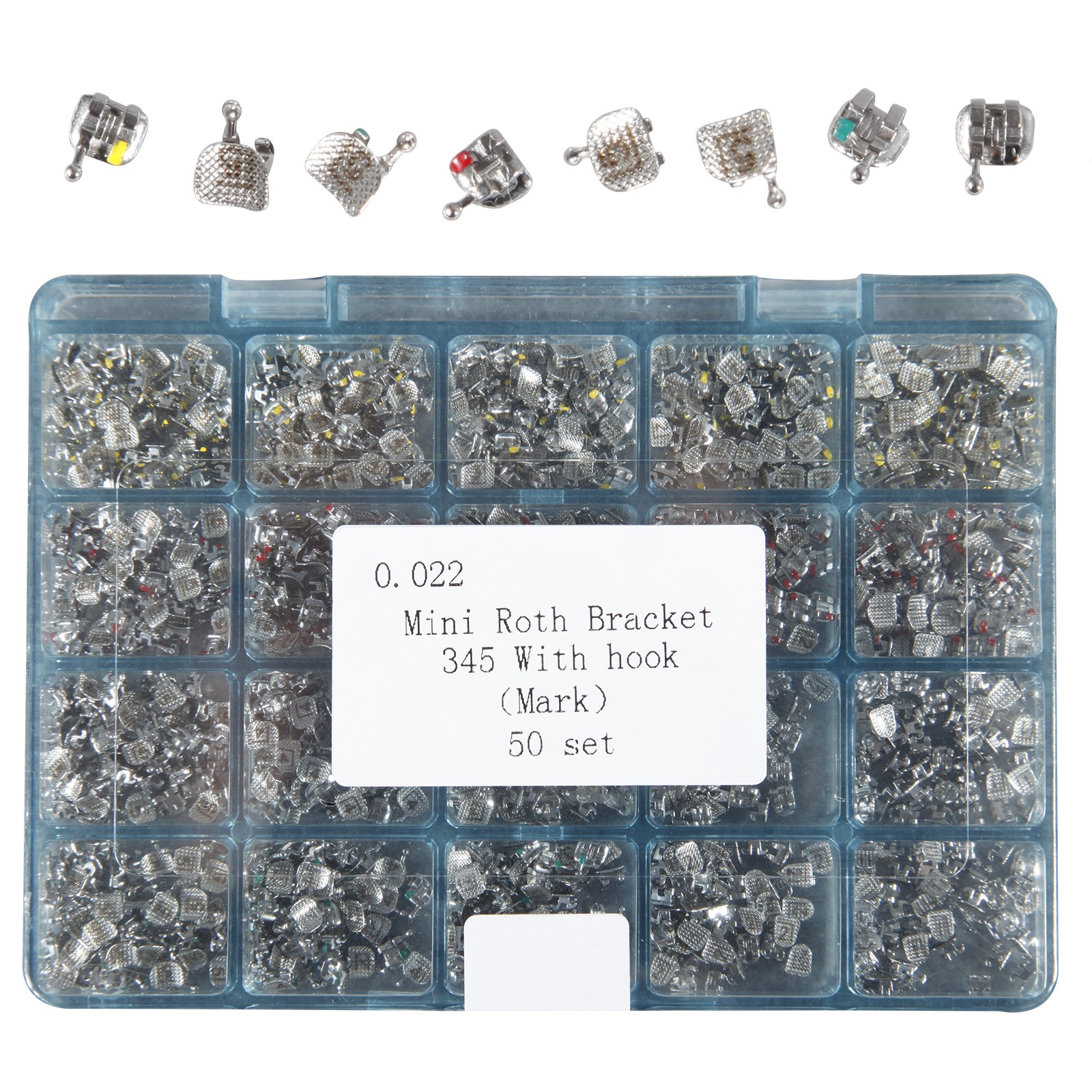 1000PCS Dental Metal Orthodontic Brackets Brace MINI Roth.022 345 Hooks W/ Mark
