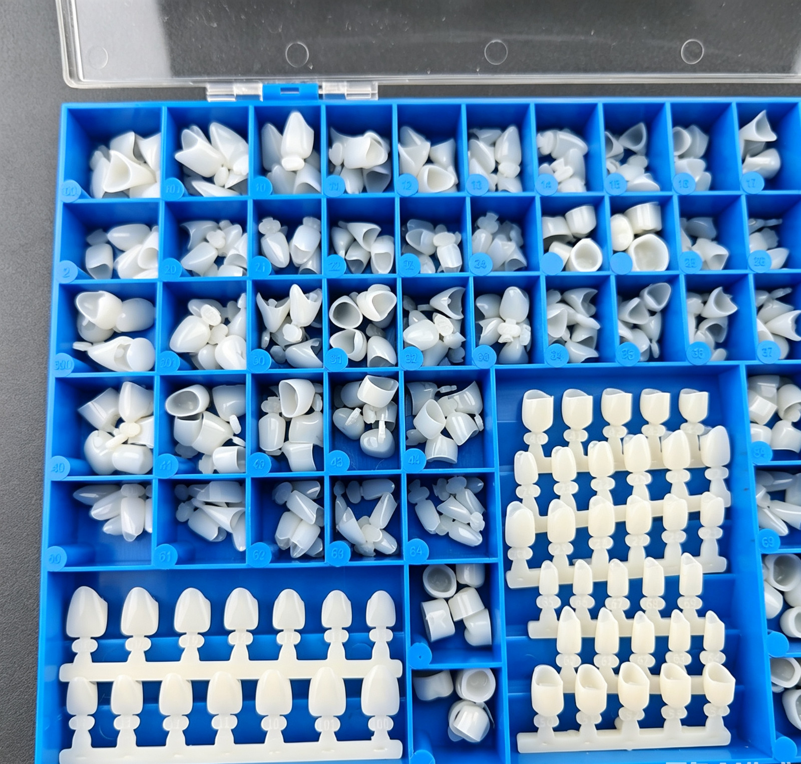 NEW POLYCARBONATE TEMPORARY DENTAL CROWNS BOX KIT 390Pcs W/ CROWN MOLD GUIDES