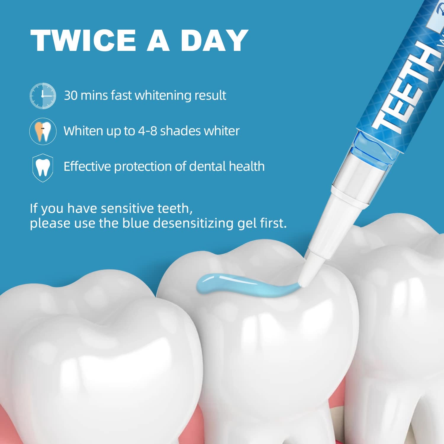 Teeth Whitening Pen 4+1(5 Pack), 70+ Treatments, 0.24 Fl Oz (Pack of 5), Bule