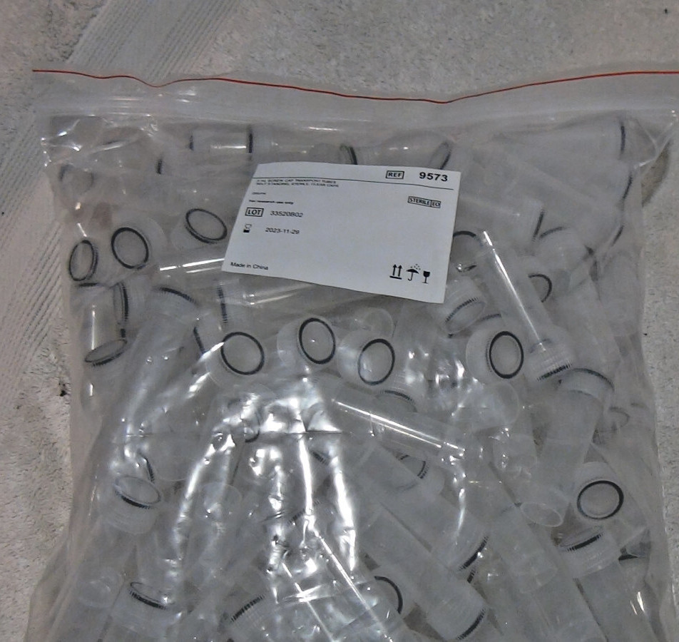 200 x 5mL Cryovial Screw Cap Transport Tubes Self Standing Sterile Clear